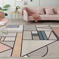 Modern rug for the living room in ivory Geometric color scheme printed rug Polyester non-slip back washable rug
