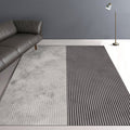 Gray Simple Carpet Polyester Striped Pattern Carpet Washable Non-Slip Back Carpet for Living Room