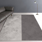 Gray Simple Carpet Polyester Striped Pattern Carpet Washable Non-Slip Back Carpet for Living Room