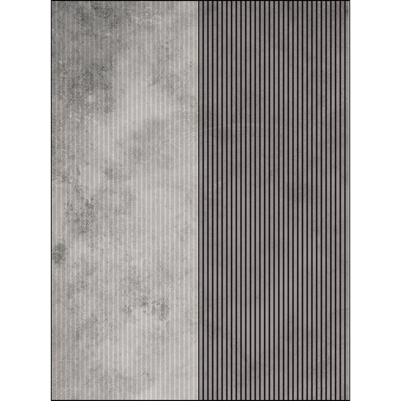 Gray Simple Carpet Polyester Striped Pattern Carpet Washable Non-Slip Back Carpet for Living Room