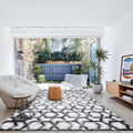 Nordic Geometric Print Rug Black and White Polyester Rug Machine Washable Non-Slip Back Rug for Bedroom