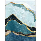 Contemporary painting rug with mountain green and blue polyester rug washable non-slip backing rug for the bedroom
