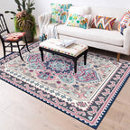 Persian Moroccan carpet in purple medallion paisley flower pattern carpet polyester non-slip carpet for home decor