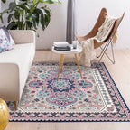 Persian Moroccan carpet in purple medallion paisley flower pattern carpet polyester non-slip carpet for home decor