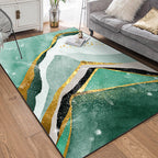 Creative bird and mountain rug Green Contemporary rug Polyester Washable Non-slip back rug for the living room