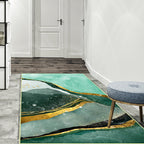 Creative bird and mountain rug Green Contemporary rug Polyester Washable Non-slip back rug for the living room