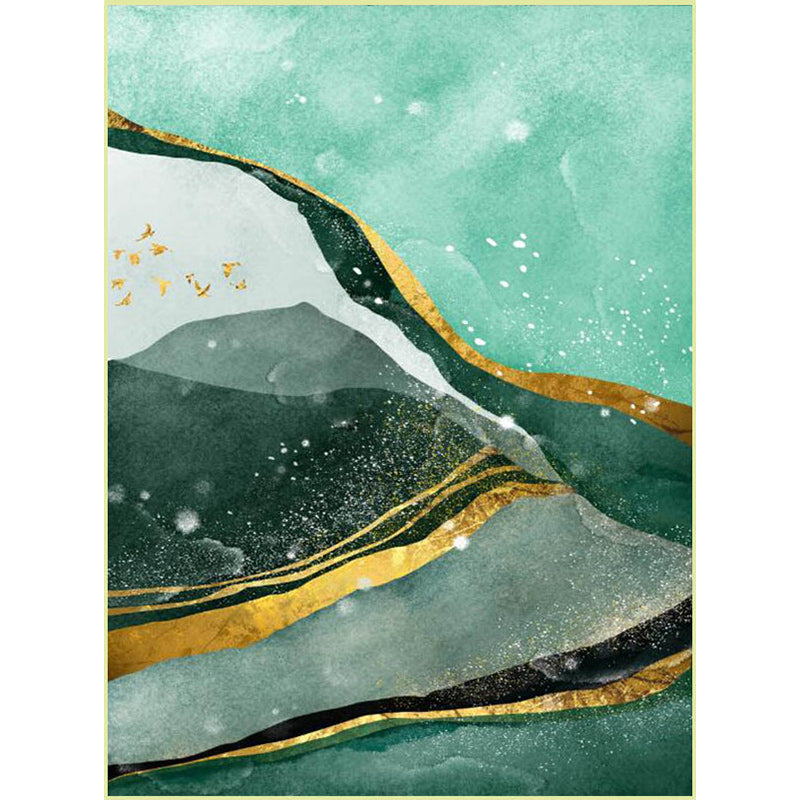 Creative bird and mountain rug Green Contemporary rug Polyester Washable Non-slip back rug for the living room
