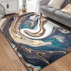 Unique watercolor pattern rug blue multicolor modern rug polyester washable non-slip backing rug for the living room