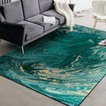 Green and gold contemporary rug polyester watercolor pattern rug washable non-slip back rug for the living room