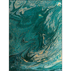Green and gold contemporary rug polyester watercolor pattern rug washable non-slip back rug for the living room