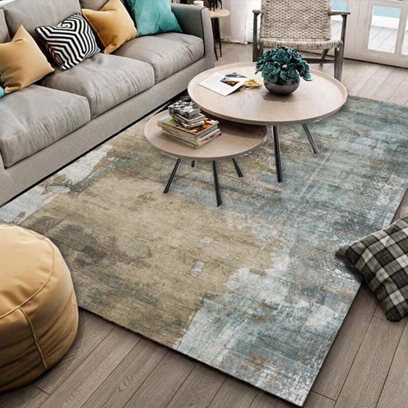 Whitewash Abstract Carpet Light Camel Industrial Carpet Polyester Washable Non-slip Underlay Rug for Living Room