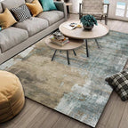 Whitewash Abstract Carpet Light Camel Industrial Carpet Polyester Washable Non-slip Underlay Rug for Living Room