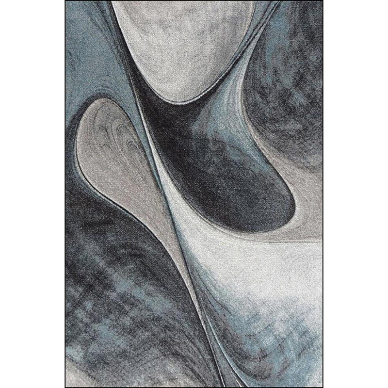Simple abstract rug gray and blue polyester rug washable non-slip back area rug for bedroom