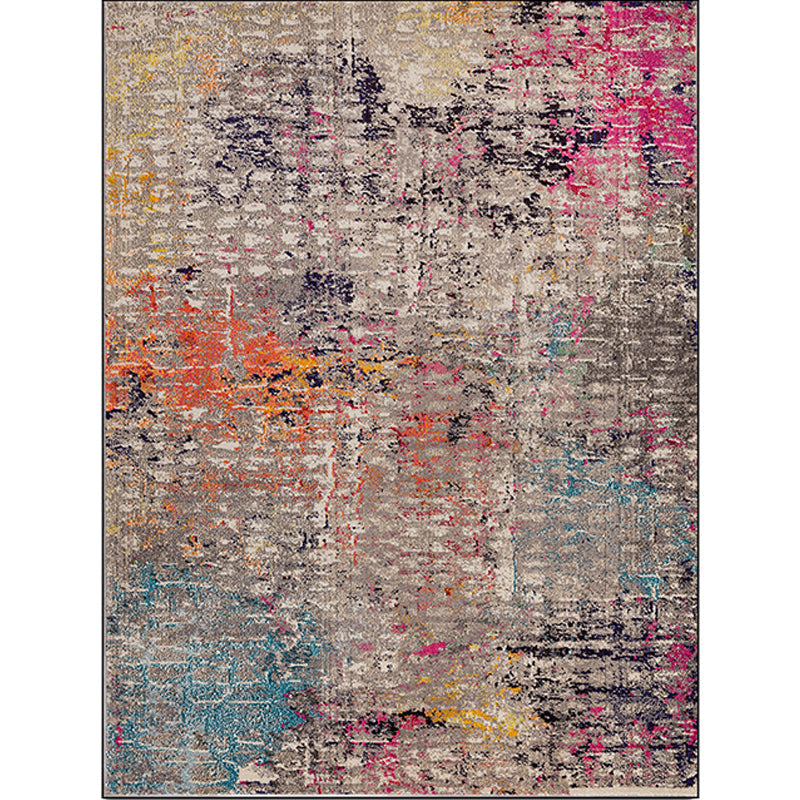 Brown Multicolored Modern Rug Polyester Oil Painting Print Rug Washable Non-Slip Back Rug for the Living Room