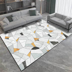 Ivory Bedroom Rug Modern Geometry Irregular Shape Pattern Rug Polyester Machine Washable Rug