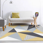 Colorful Bedroom Rug Modern Color Block Triangle Stripe Pattern Area Rug Polyester Machine Washable Rug