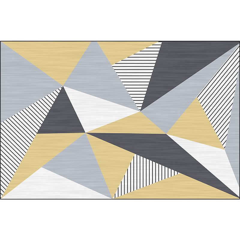 Colorful Bedroom Rug Modern Color Block Triangle Stripe Pattern Area Rug Polyester Machine Washable Rug