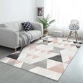 Casual modern rug in Ivory Geometric triangle pattern rug Polyester machine washable rug for home decor