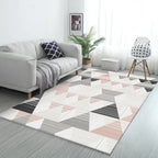 Casual modern rug in Ivory Geometric triangle pattern rug Polyester machine washable rug for home decor