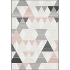 Casual modern rug in Ivory Geometric triangle pattern rug Polyester machine washable rug for home decor