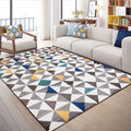 Scandinavian Modern Rug in White Geometric Triangle Pattern Rug Polyester Washable Rug for Home Decor