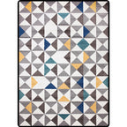 Scandinavian Modern Rug in White Geometric Triangle Pattern Rug Polyester Washable Rug for Home Decor