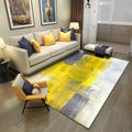 Yellow and gray contemporary carpet polyester brushstroke painting printed carpet washable non-slip backing carpet for living room