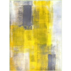 Yellow and gray contemporary carpet polyester brushstroke painting printed carpet washable non-slip backing carpet for living room