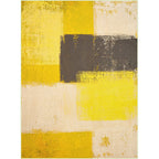 Yellow and gray contemporary carpet polyester brushstroke painting printed carpet washable non-slip backing carpet for living room