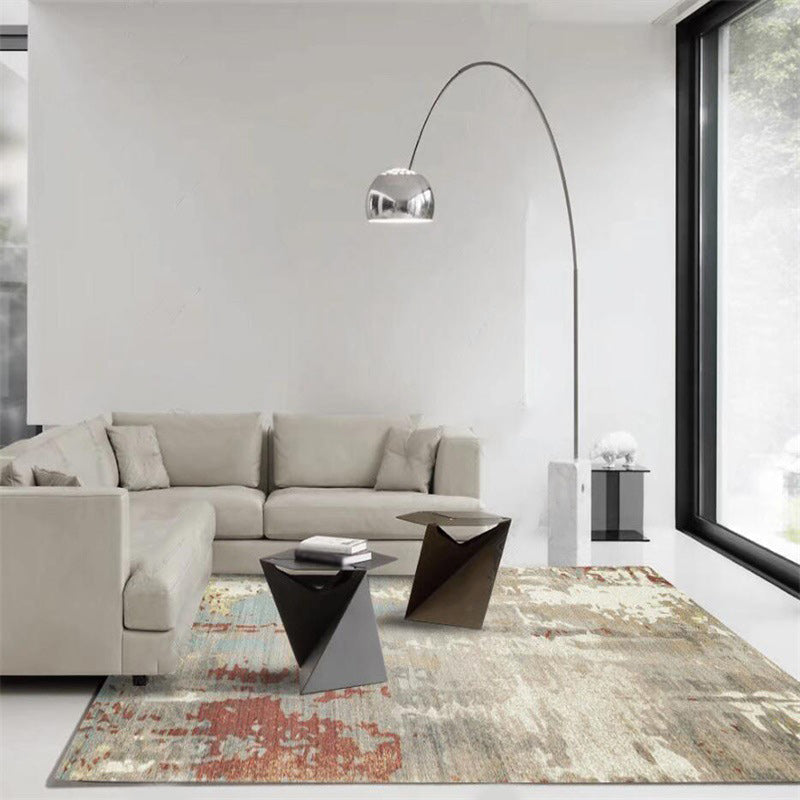 Whitewash Abstract Rug Light Apricot Industrial Rug Polyester Washable Non-slip Underlay Rug for the Living Room