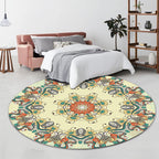 Vintage Floral Print Rug Yellow Fleece Rug Machine Washable Non-Slip Rug for the Bedroom