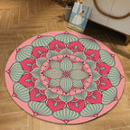 Vintage Floral Print Rug Pink Flannel Rug Machine Washable Non-Slip Rug for the Bedroom