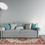 Moroccan Living Room Rug in Red Medallion Flower Pattern Rug Polyester Non-Slip Pet-Friendly Area Rug