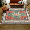Persian Moroccan rug with orange medallion flower pattern rug polyester washable non-slip rug for home decor