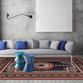 Moroccan Living Room Rug in Brown Medallion Flower Pattern Carpet Polyester Non-slip Washable Rug