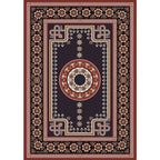 Moroccan Living Room Rug in Brown Medallion Flower Pattern Carpet Polyester Non-slip Washable Rug