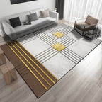 Gray and Brown Modern Rug Polyester Striped Pattern Rug Washable Non-Slip Back Rug for Living Room
