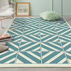 Unique geometric patterned rug green modern rug polyester washable non-slip backing rug for the living room