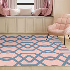 Simple geometric rug Pink Polyester rug machine washable non-slip backing rug for the bedroom