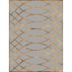 Contemporary geometric pattern rug gray and gold polyester rug machine washable non-slip backing rug for the bedroom