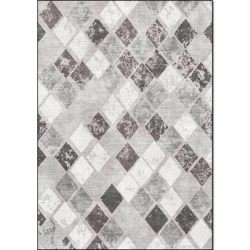 Unique geometric patterned rug Gray Casual rug Polyester washable non-slip backing rug for the living room