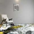 White Bedroom Rug Modern Abstract Oil Painting Pattern Rug Polyester Washable Rug