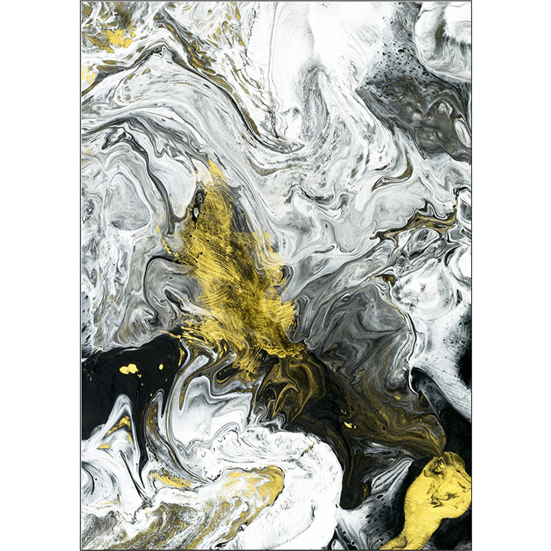 White Bedroom Rug Modern Abstract Oil Painting Pattern Rug Polyester Washable Rug
