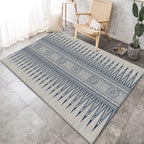 Southwest Living Room Rug in Gray Tribal Triangle Circle Pattern Rug Polyester Non-Slip Pet Friendly Area Rug
