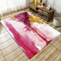 Pink Bedroom Rug Modern Abstract Watercolor Pattern Rug Polyester Stain Resistant Washable Rug