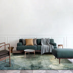 Blue Bedroom Carpet Modern Abstract Painting Pattern Area Rug Polyester Pet Friendly Machine Washable Rug