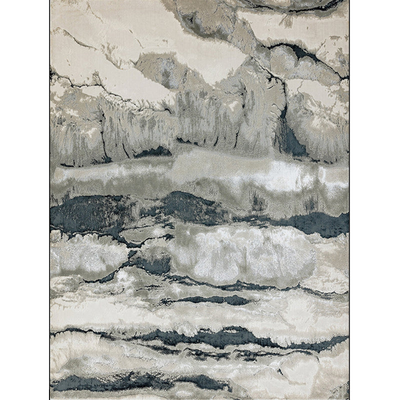 Minimalist Modern Rug in Gray Abstract Landscape Pattern Rug Polyester Washable Rug for Home Decor