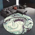 Teal Bedroom Rug Modern Abstract Marble Pattern Area Rug Polyester Machine Washable Stain Resistant Rug