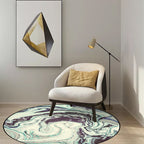 Teal Bedroom Rug Modern Abstract Marble Pattern Area Rug Polyester Machine Washable Stain Resistant Rug