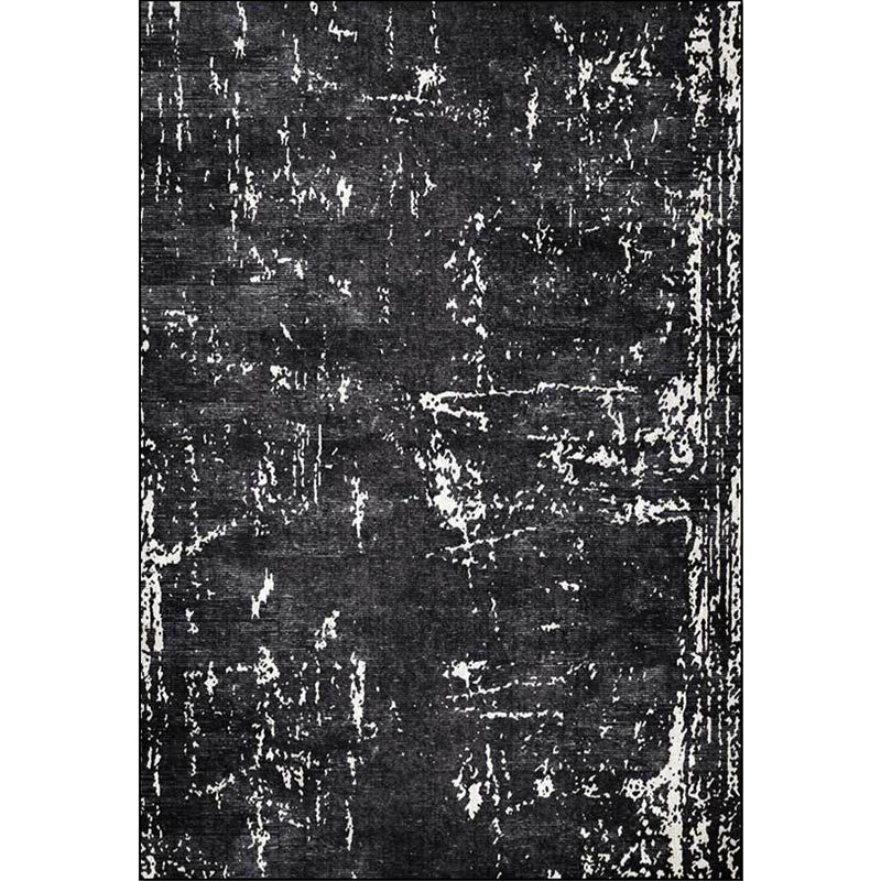 Black Industrial Floor Rug Polyester Abstract Rug Washable Non-Slip Underlay Flooring for Living Room